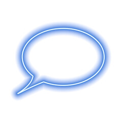 Blank speech bubble isolated on white. Neon blue contour