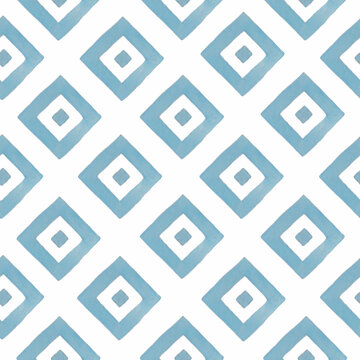 Seamless geometric pattern, 
blue rhombs on white 
background, hand drawing
illustration