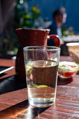 Dinner at guachinche, typical Canary Island establishment on Tenerife, where locally produced white or red wine served accompanied by homemade traditional food.