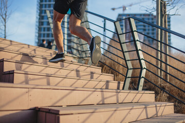 Athlete Running Up The Stairs