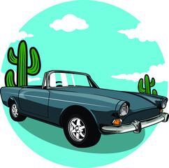 vintage style cars cartoon concept template for t shirt design 2