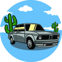 vintage style cars cartoon concept template for t shirt design 3