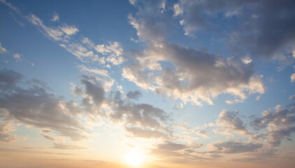 Beautiful sunset sky. Nature sky backgrounds.