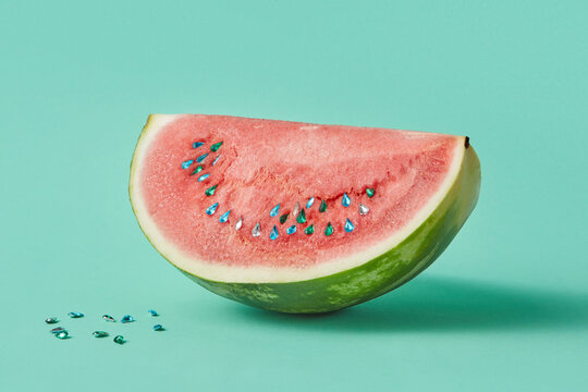 Watermelon with glamorous gemstones
