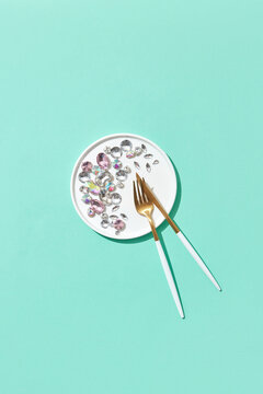 Gemstones on white plate