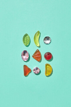 Luxury gemstones and gummy candies