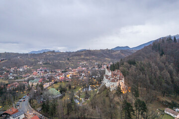 Fototapeta na wymiar Bran Castle in Romania is known as the Castle of Dracula outside of Romania