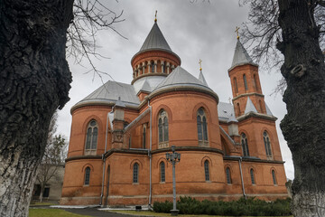 Obraz premium Historical Armenian Church of the Holy Apostles Peter and Paul in Chernivtsi, Ukraine. December 2021