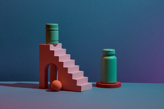 Creative medical layout with two bottles