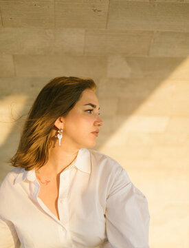 Beautiful woman looking aside