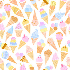 Ice cream seamless pattern. Cute ice cream background texture - 486590114