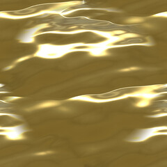 A stream of liquid gold. Golden seamless background with a golden flowing river. 3D image with golden texture with waves.
