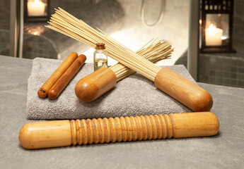 Thai massage stick wooden natutal therapy tool at spa and wellness studio tratments offer for wellness studio center 