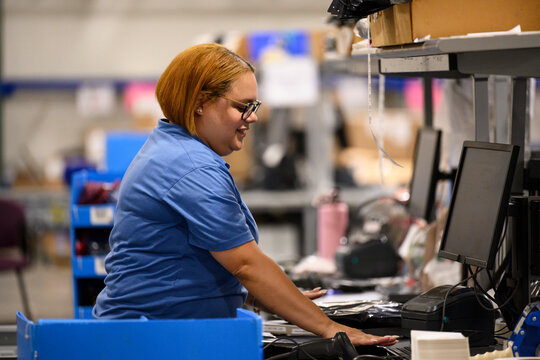 Employee workstation computer  at E-Commerce Warehouse 