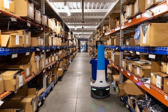 Robot for picking merchandise orders in warehouse 