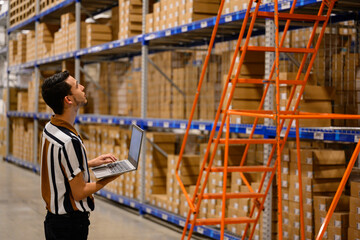 checking inventory at shipping center 