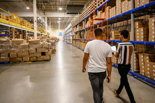 Industrial warehouse with workers 