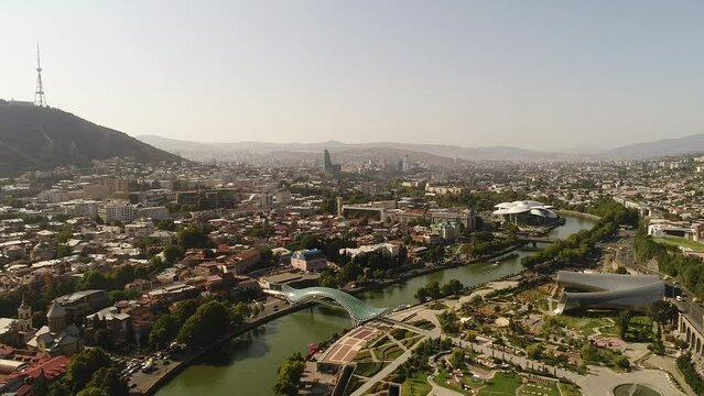 Sunny Tbilisi, Mtkvari River, Peace Bridge