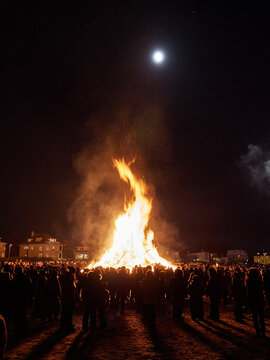 New Year's Eve Bonfire celebrations in Reykjavik Iceland