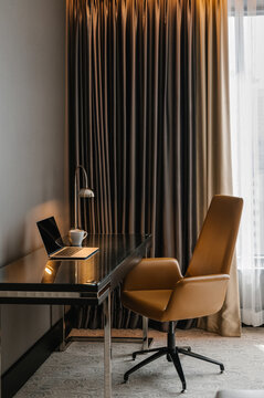 Interior of modern workroom in flat