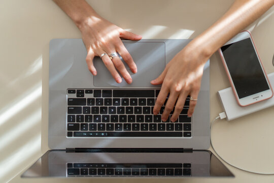 Hands on laptop