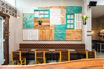 Interior design, modern interior of coffe shop 