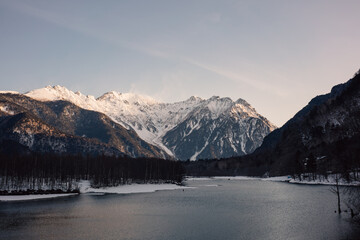 Mountain river in winter