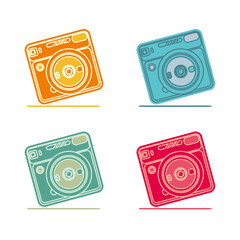 set of colorful instant camera icon for design