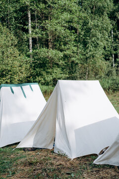 Tent camp in the meadow