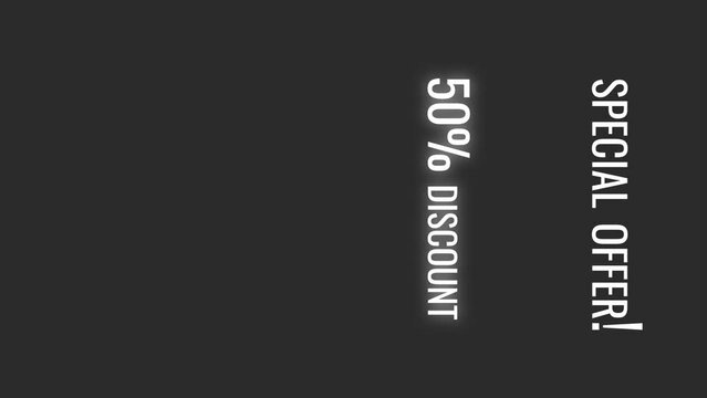 Especial offer x percent discount text in a transparent video for social media
