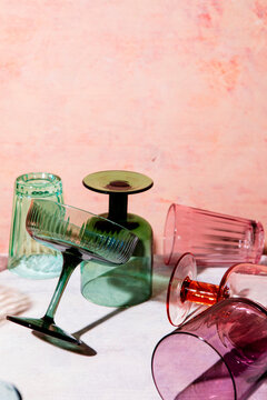 Multi coloured glassware