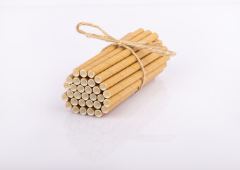 straws standing on a white background. Reusable pipettes. disposable pipette. plastic free colored straws