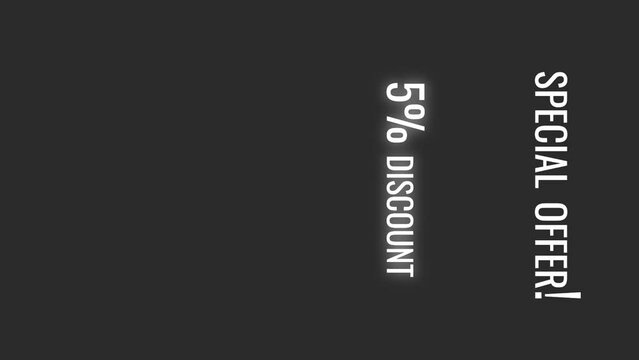 Especial offer x percent discount text in a transparent video for social media