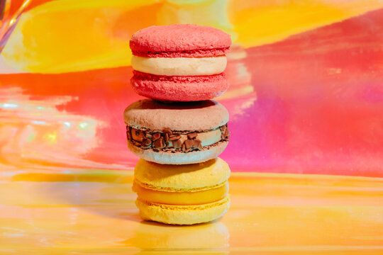 Pile of colorful macaroons