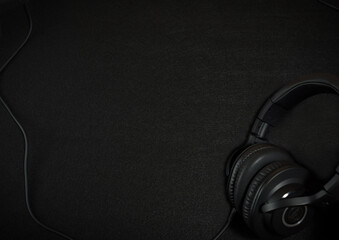 headphones on black background