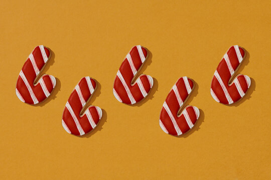 Striped white red gingerbread cookie