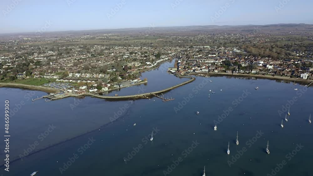 Wall mural aerial approaching emsworth mill pond and the promenade which leads to the sailing club.