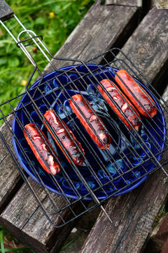 Grilled sausages on a plate