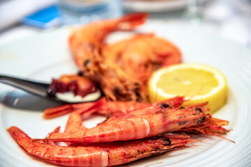 prawn dish with lemon