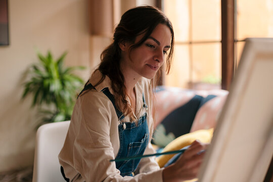 Painter creating in the art studio