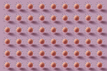 Pattern of sewing pins inserted into balls