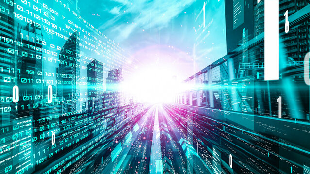 Software development, application programming code and tacit computer coding . Concept of smart digital transformation and technology disruption that changes global trends in new information era .