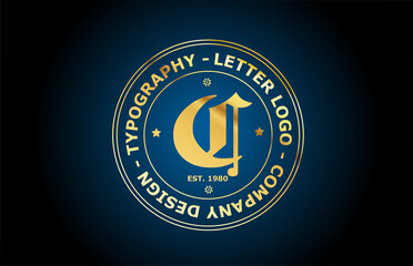 gold C vintage alphabet letter logo icon design. Creative template for label and badge in golden style