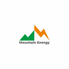 thunder flash mountain energy symbol sport logo vector