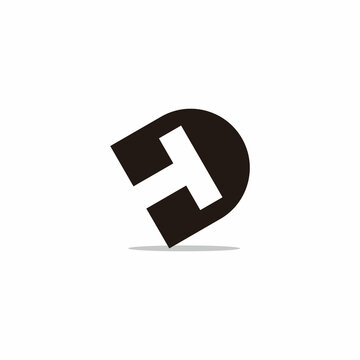 letter dt simple geometric flat logo vector