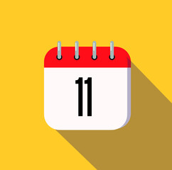 11 day calendar icon minimal modern flat design style with long shadow, vector illustration