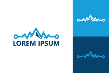 Pulse mountain logo template design vector