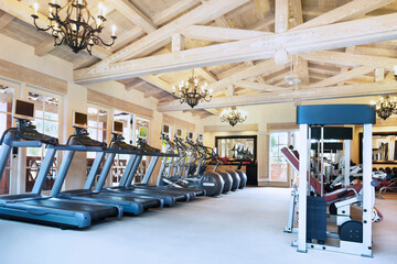 Gym with exercise equipment at luxury resort