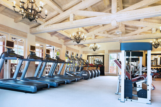 Gym with exercise equipment at luxury resort