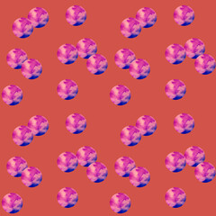 Confetti, bubbles - cover background seamless pattern. Pink-fucsia watercolor dots circles isolated on red background 90's style. Design for backgrounds, wallpapers, covers and packaging, wrapping